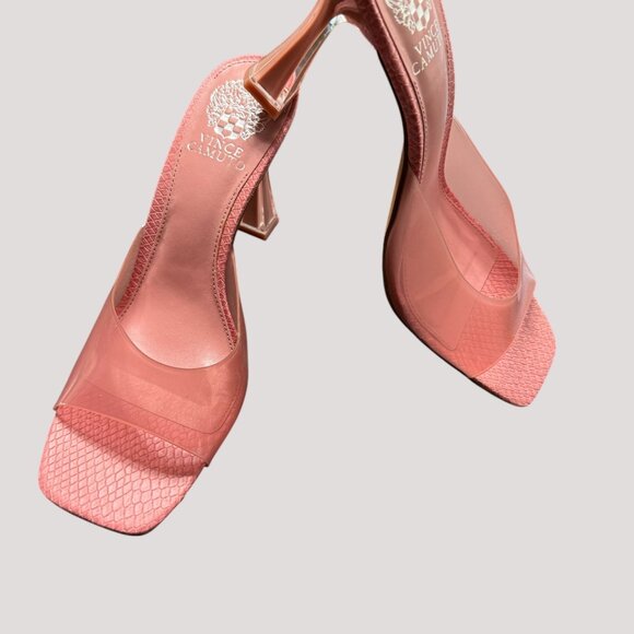 Vince Camuto Women's Rendivi Lucite Dress Sandal Heeled Pink Amethyst SIZE 8 1/2 - Picture 7 of 11